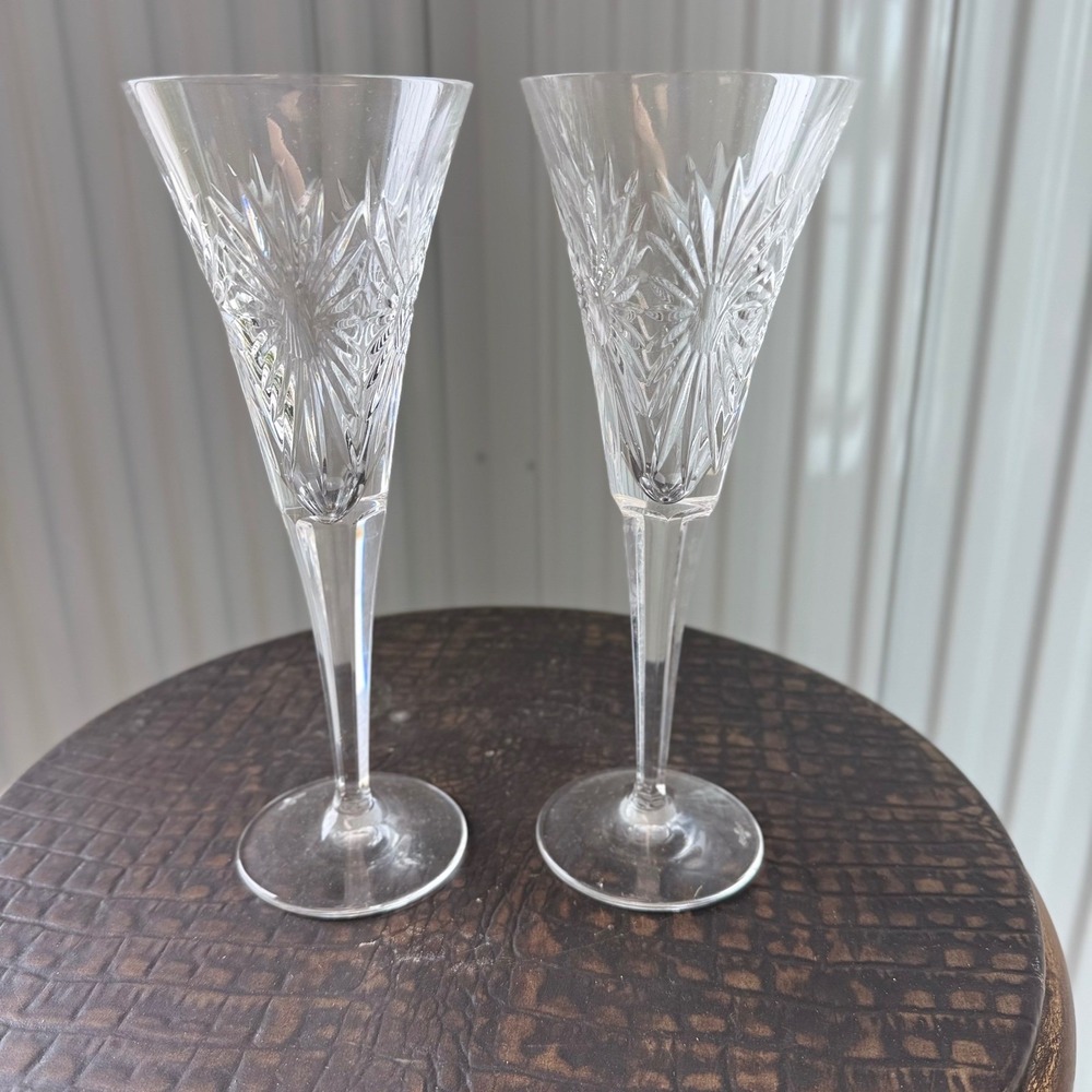 Waterford Millennium Collection Health Toasting Flute Pair Clear Excellent OS - Picture 3 of 7